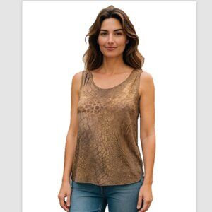 Women’s Tank Top L Animal Print Sparkle V-Neck Sleeveless Stretch EUC
